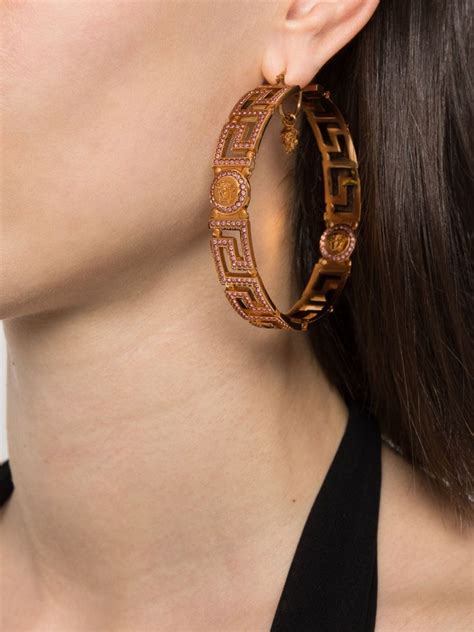 greca hoop earrings versace|Versace medusa stud earrings.